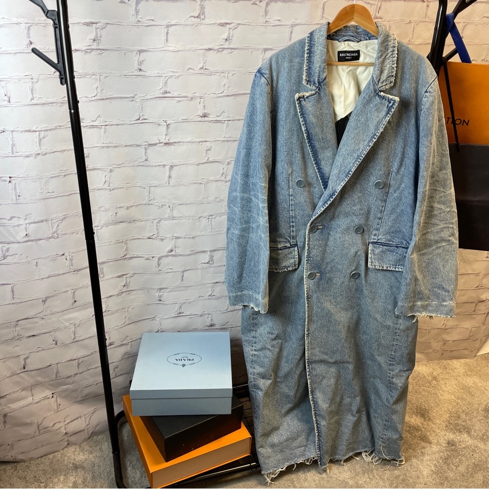 Balenciaga Boxy Double Breasted Denim Coat